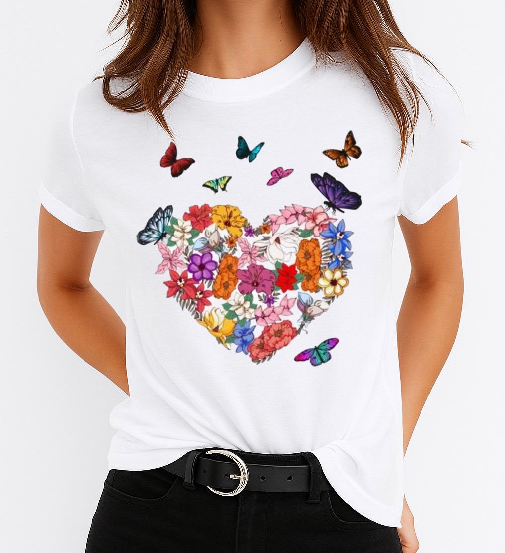 Tricou dama din bumbac 100% Heart And Butterfly