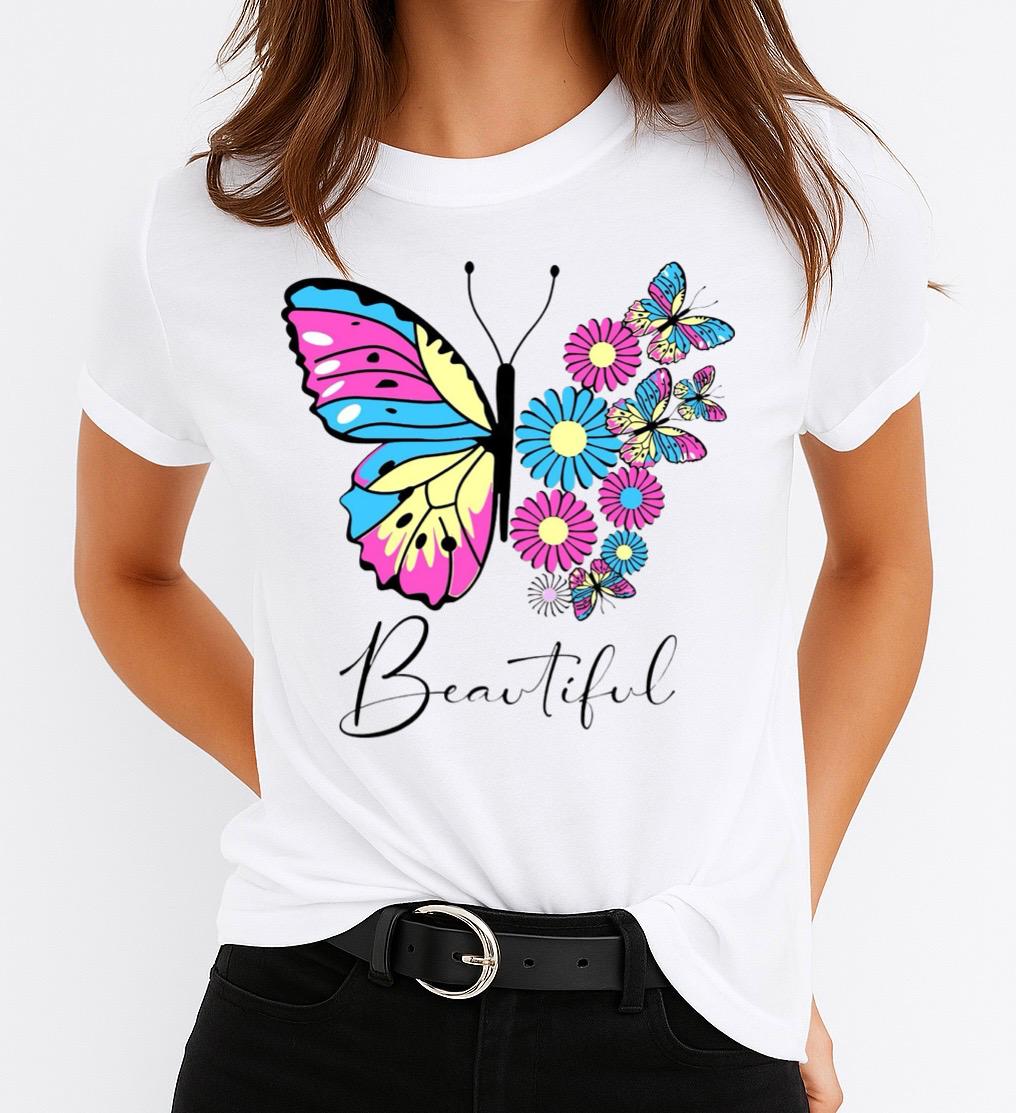 Tricou dama din bumbac 100% Butterfly beautiful