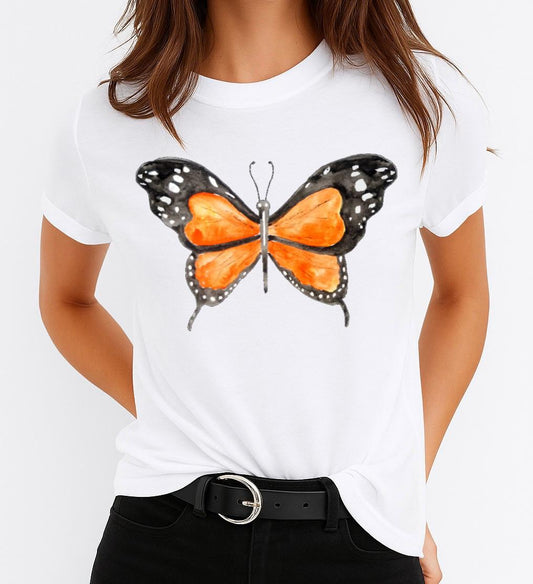 Tricou dama din bumbac 100% Yellow New Butterfly
