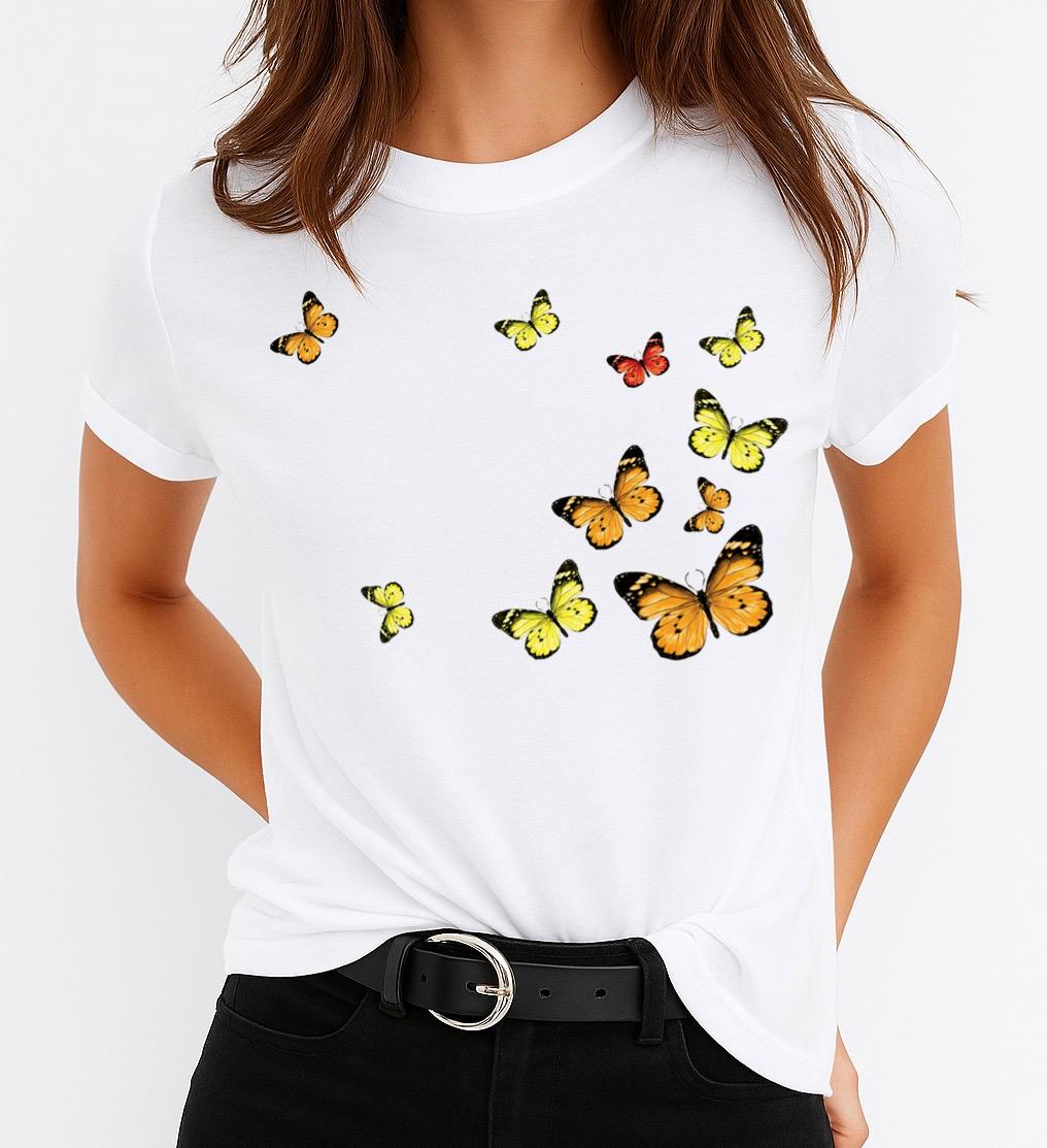 Tricou dama din bumbac 100% Yellow Butterflies 3