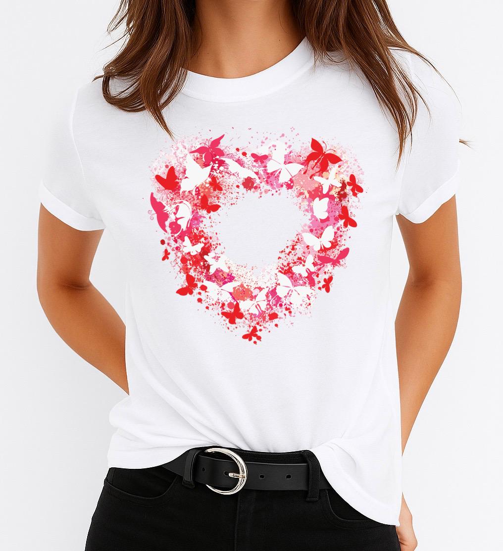 Tricou dama din bumbac 100% Red Heart Butterfly