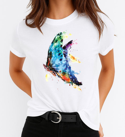 Tricou dama din bumbac 100% Butterfly Multicolor
