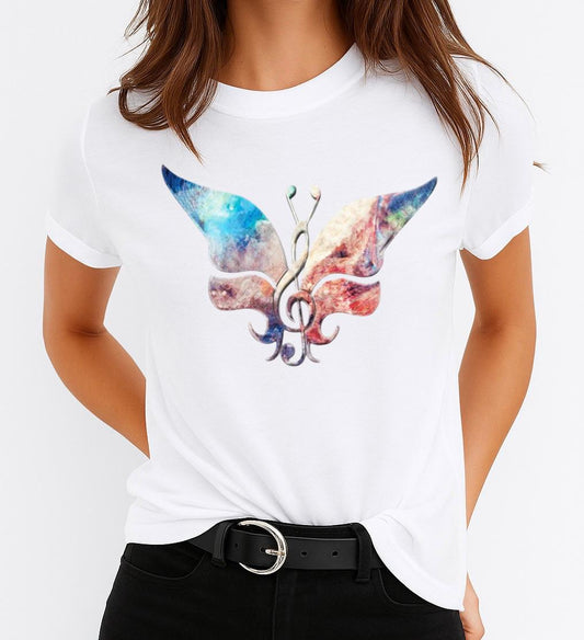 Tricou dama din bumbac 100% Cheia Sol Si Fluture