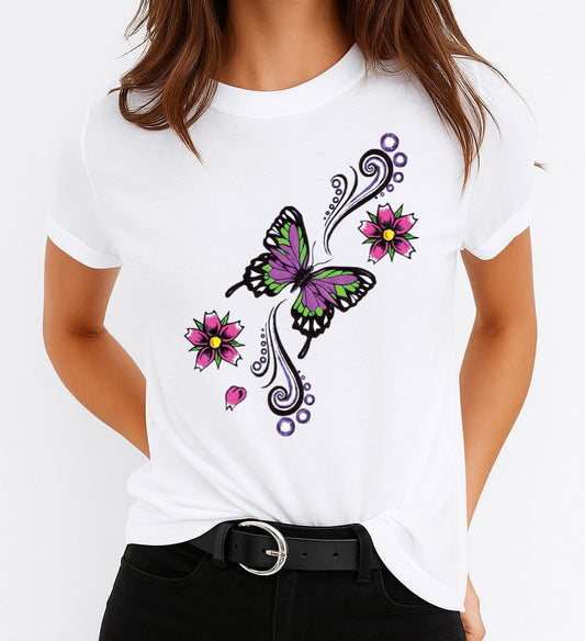 Tricou dama din bumbac 100% Big Spring Butterfly