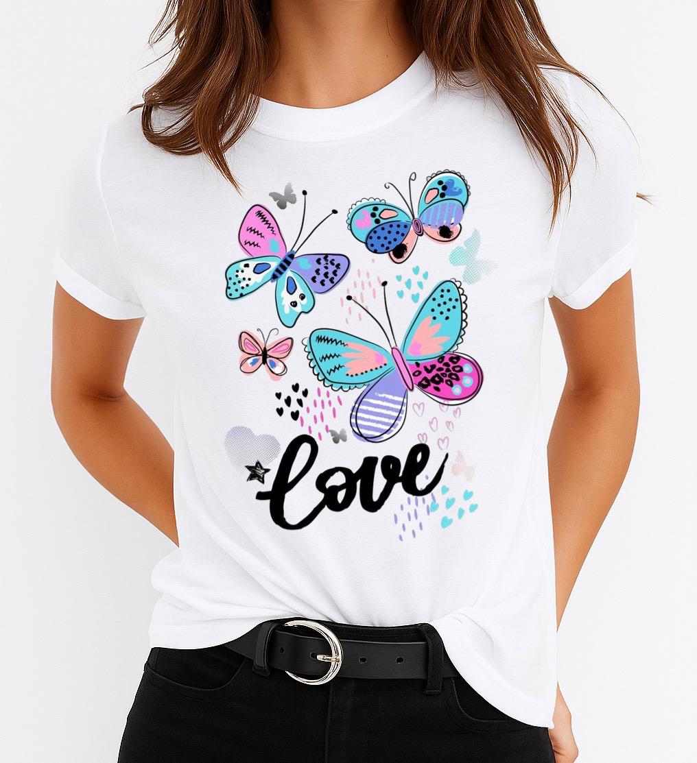 Tricou dama din bumbac 100% Love Butterfly