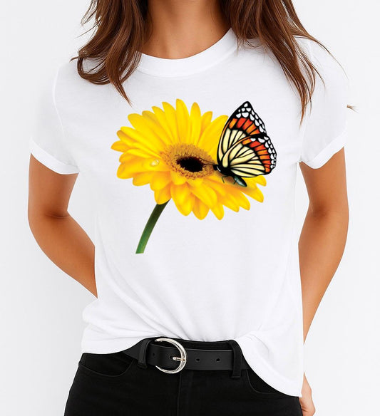 Tricou dama din bumbac 100% Flower Butterfly 2