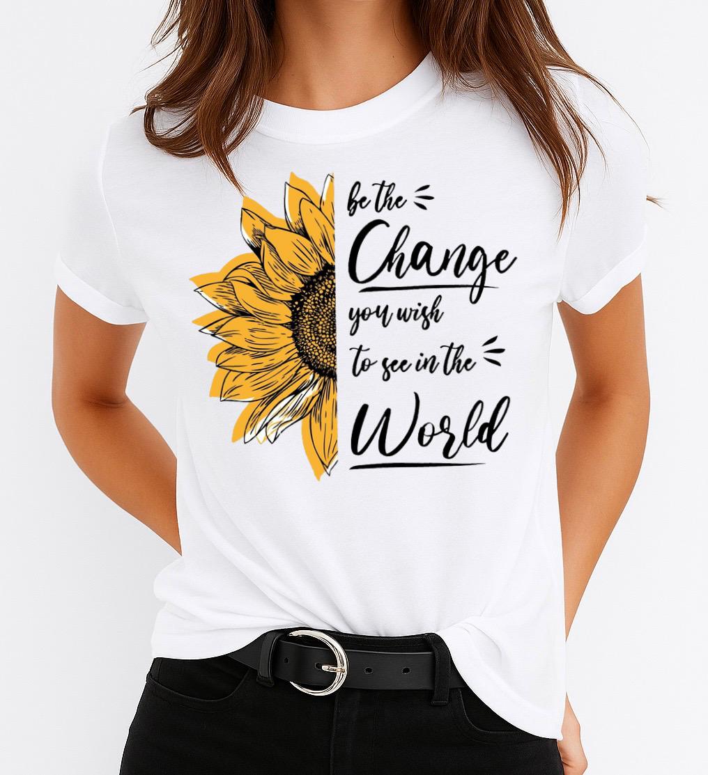 Tricou Alb Dama din Bumbac 100% - World