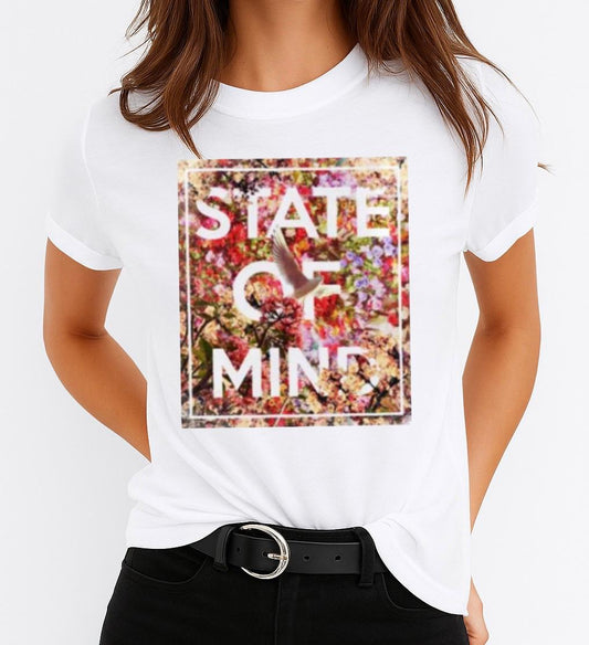 Tricou Alb Dama din Bumbac 100% - State of Mind