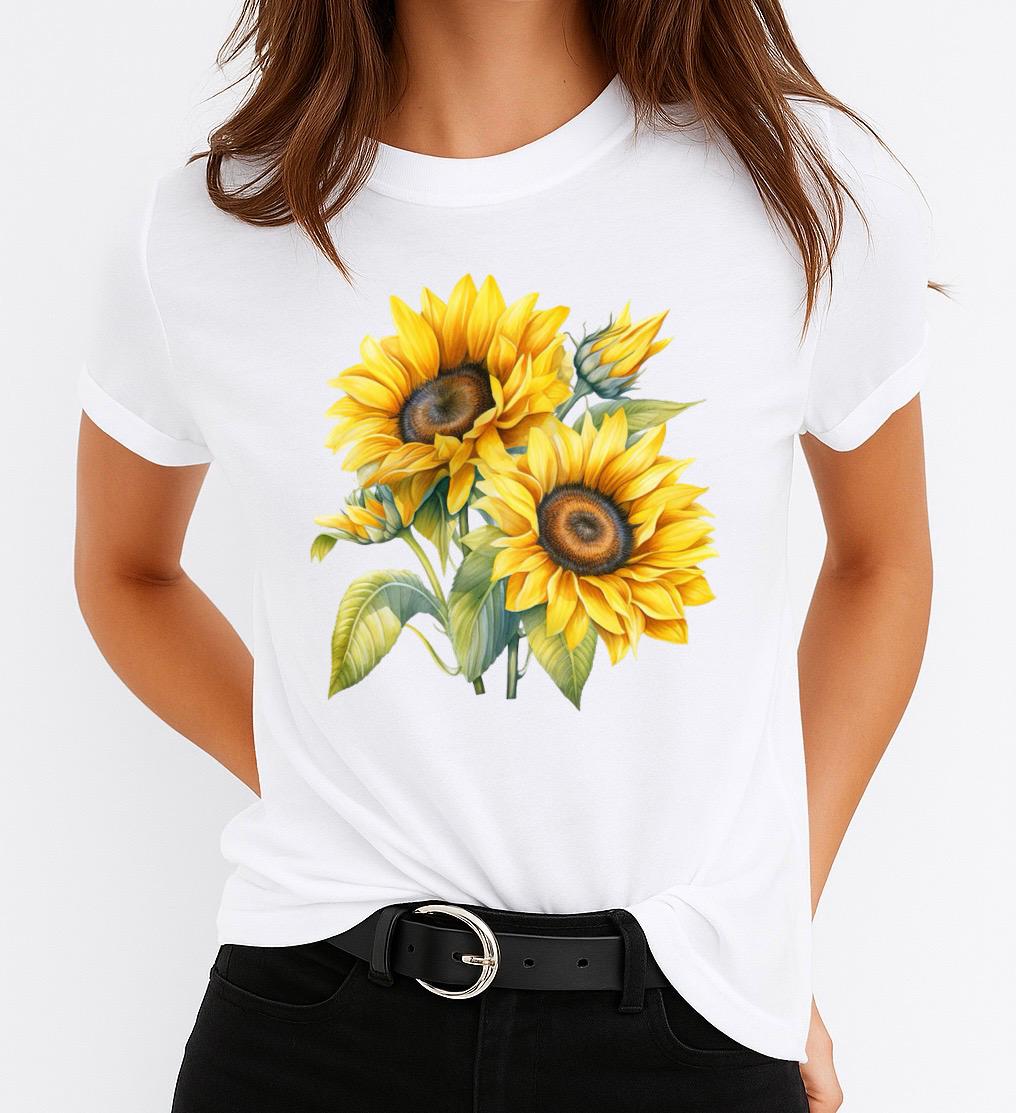 Tricou dama din bumbac 100% Yellow 2 Flowers