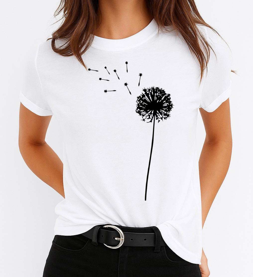 Tricou dama din bumbac 100% 1 Black Flower