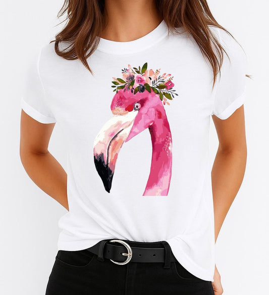 Tricou dama din bumbac 100% Flamingo Flower