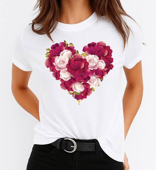 Tricou dama din bumbac 100% Love Pink Flowers