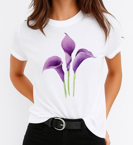 Tricou dama din bumbac 100% Mov Flowers