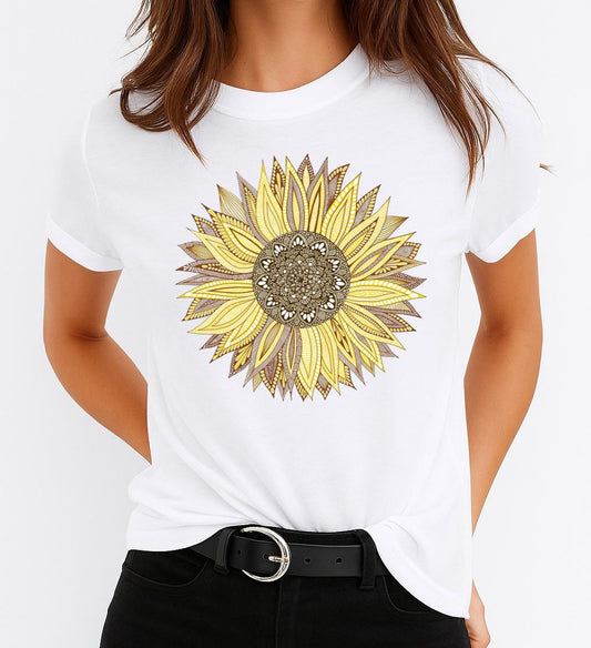 Tricou dama din bumbac 100% Yellow Flower 5