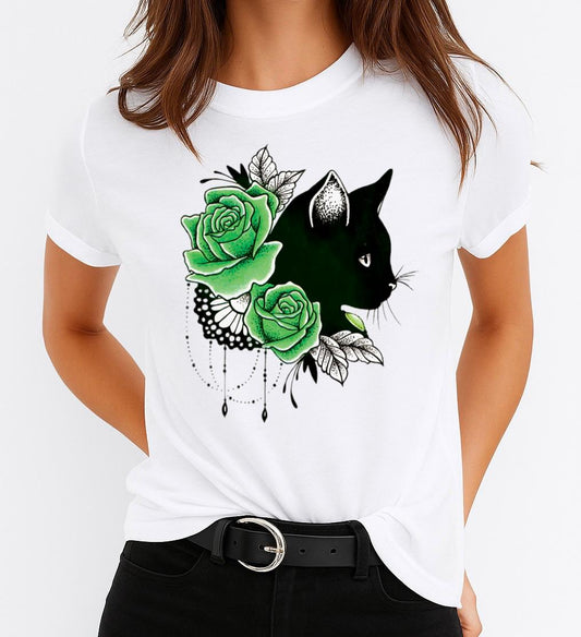 Tricou din bumbac 100% Green Flowers