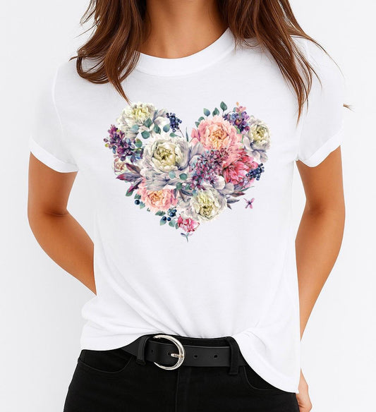 Tricou dama din bumbac 100% Heart Flowers
