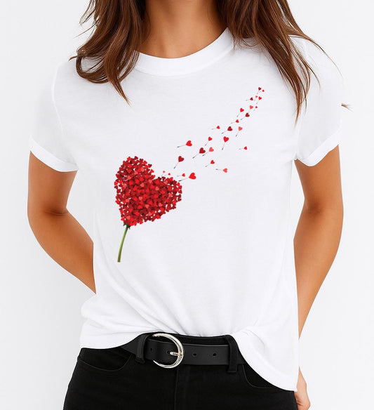 Tricou dama din bumbac 100% Red Flowers