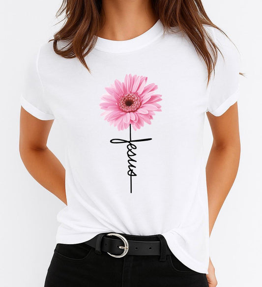Tricou dama din bumbac 100% Pink Nice Flower