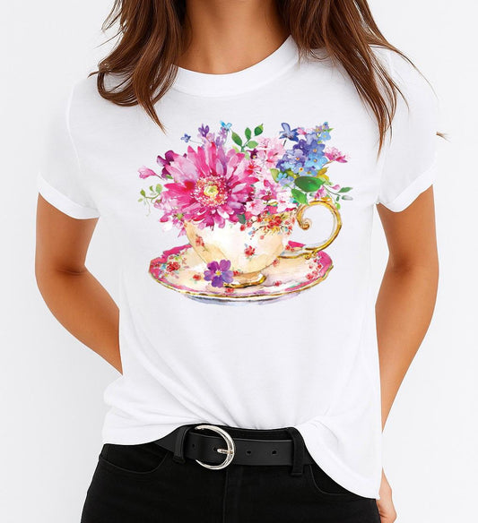 Tricou dama din bumbac 100% flowers cup