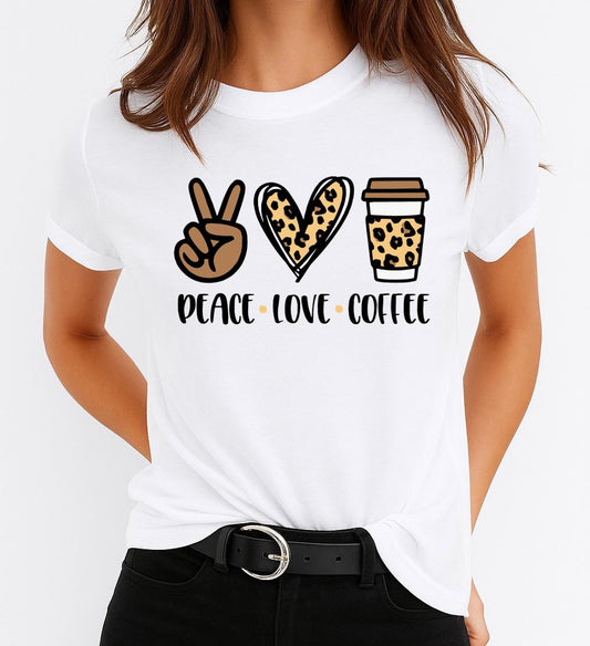 Tricou dama din bumbac 100% Peace Love Coffee 2