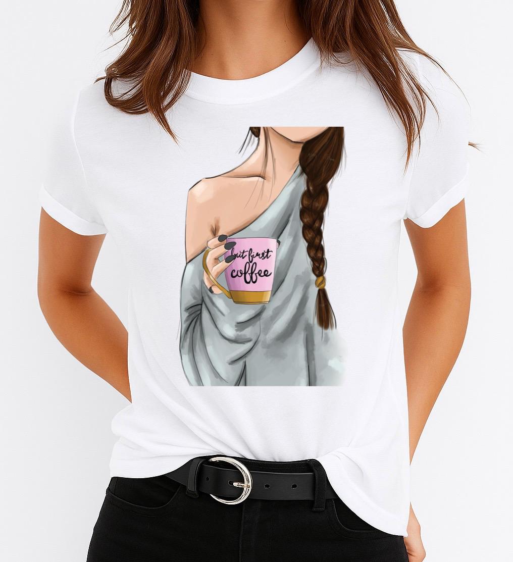 Tricou dama din bumbac 100% But First Coffee 7
