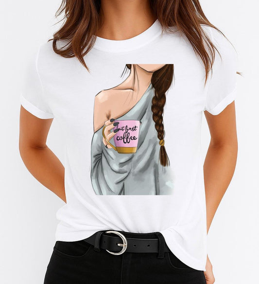 Tricou dama din bumbac 100% But First Coffee 7