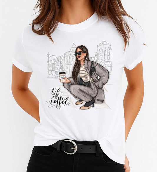 Tricou dama din bumbac 100% But First Coffee 2