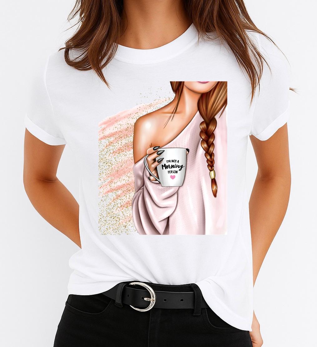 Tricou Alb Dama din Bumbac 100% - Morning - MonCherie