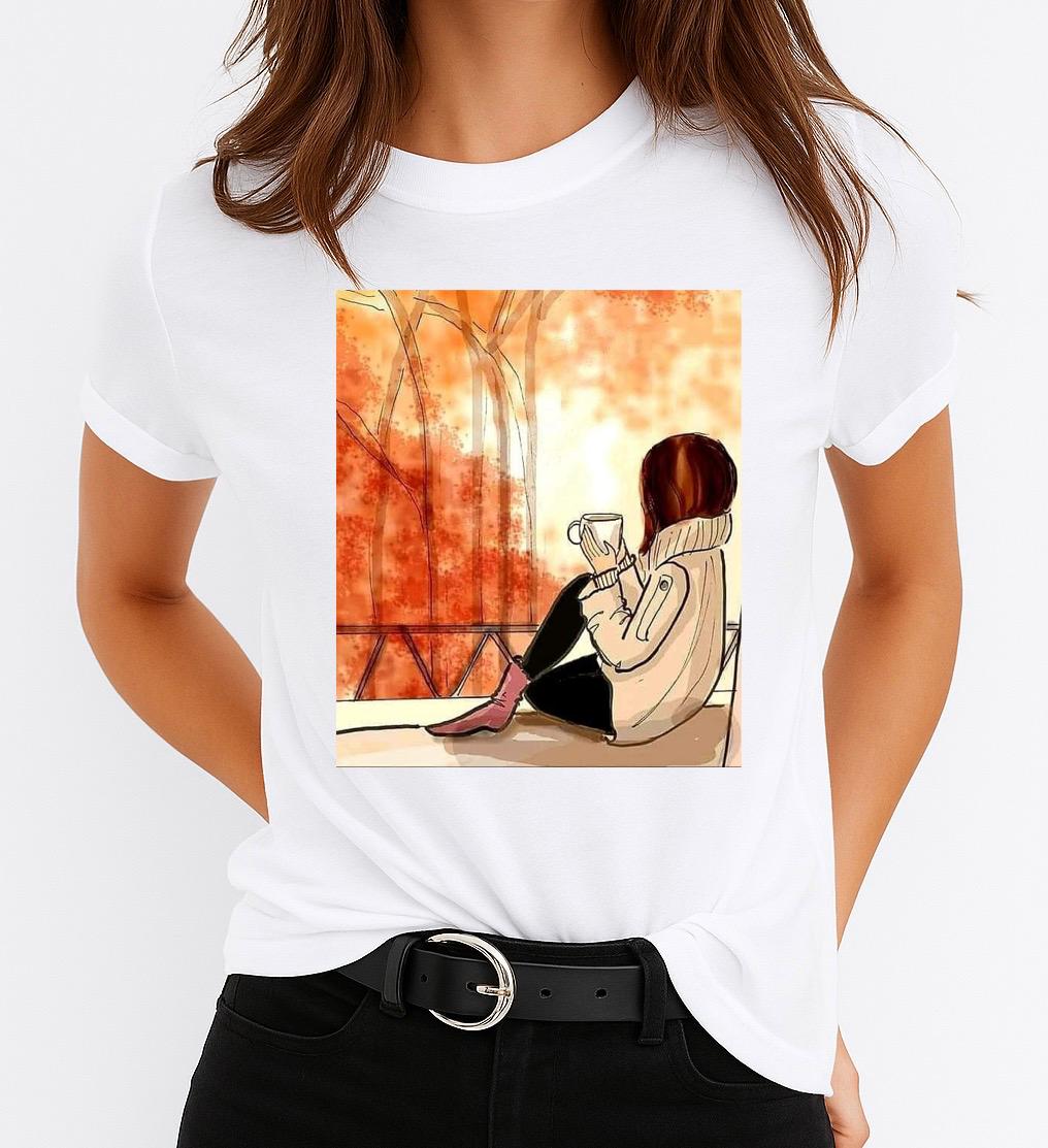 Tricou dama din bumbac 100% Girl With Coffee