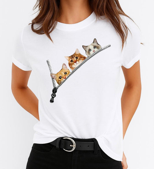 Tricou dama din bumbac 100% 3 Nice Cats