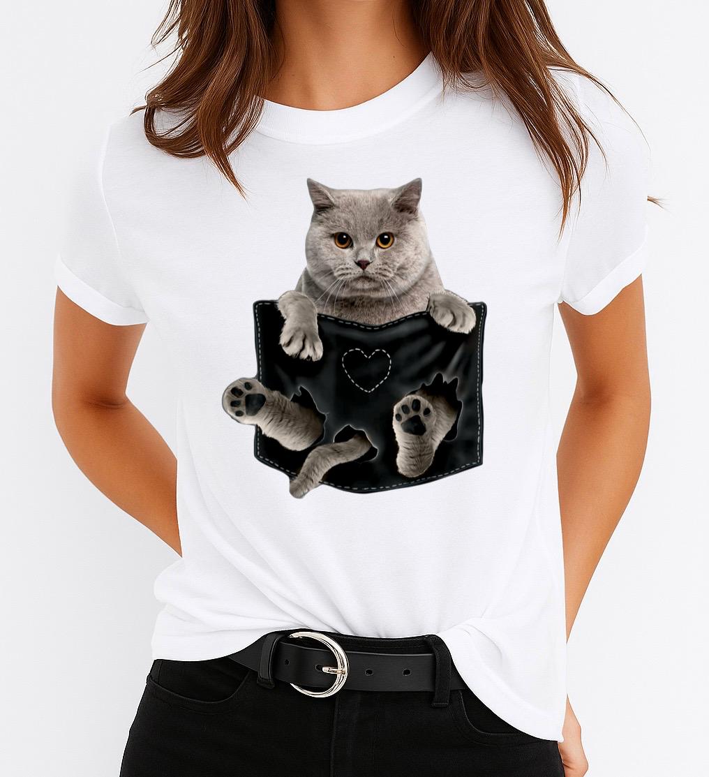 Tricou dama din bumbac 100% Cat Pocket 6
