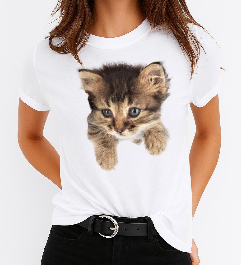 Tricou Alb Dama din Bumbac 100% - Cat 13