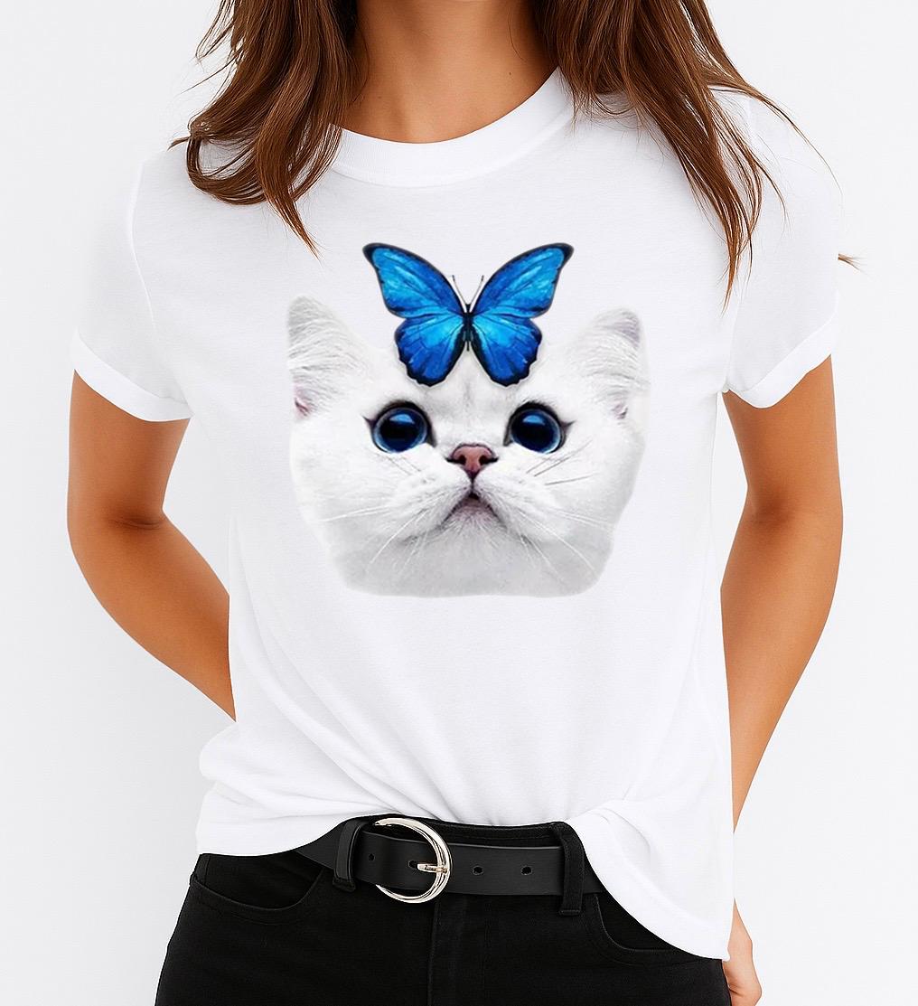Tricou dama din bumbac 100% Blue Cat
