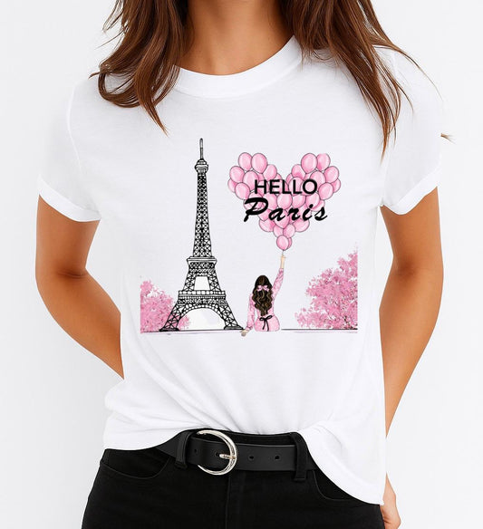 Tricou dama din bumbac 100% Hello Paris