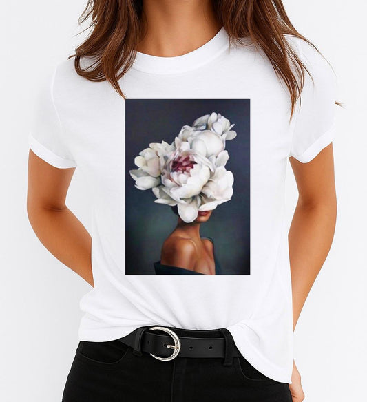 Tricou dama din bumbac 100% Big White Flower