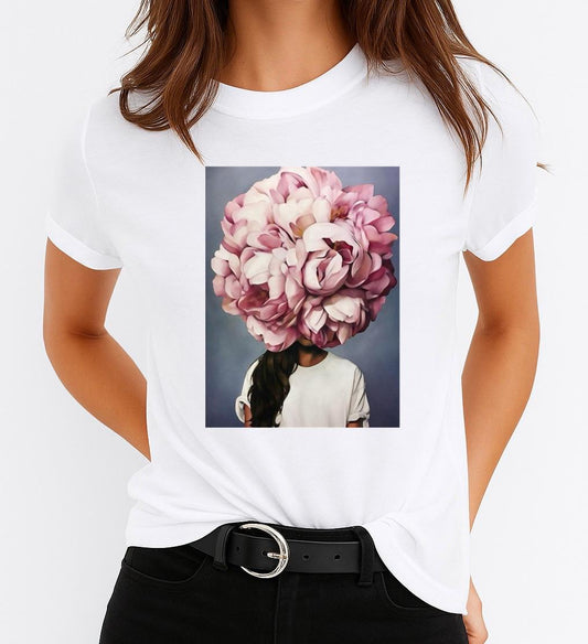 Tricou dama din bumbac 100% 1 Floare Mare