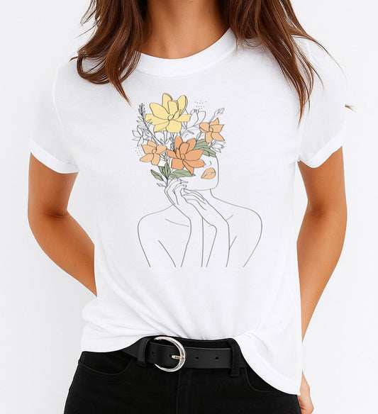 Tricou dama din bumbac 100% Flower On Head