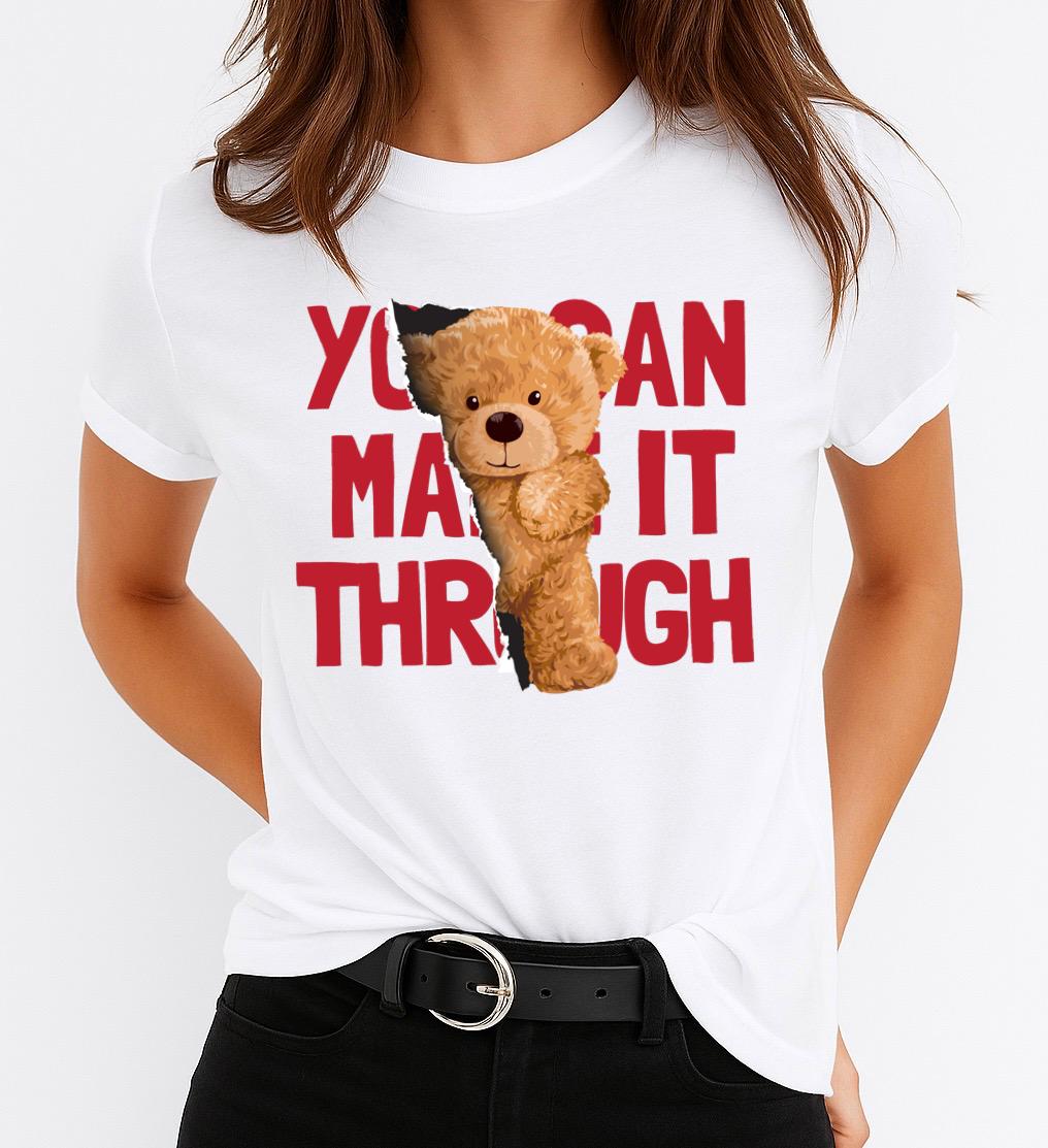 Tricou Alb Dama din Bumbac 100% - You Can Make It