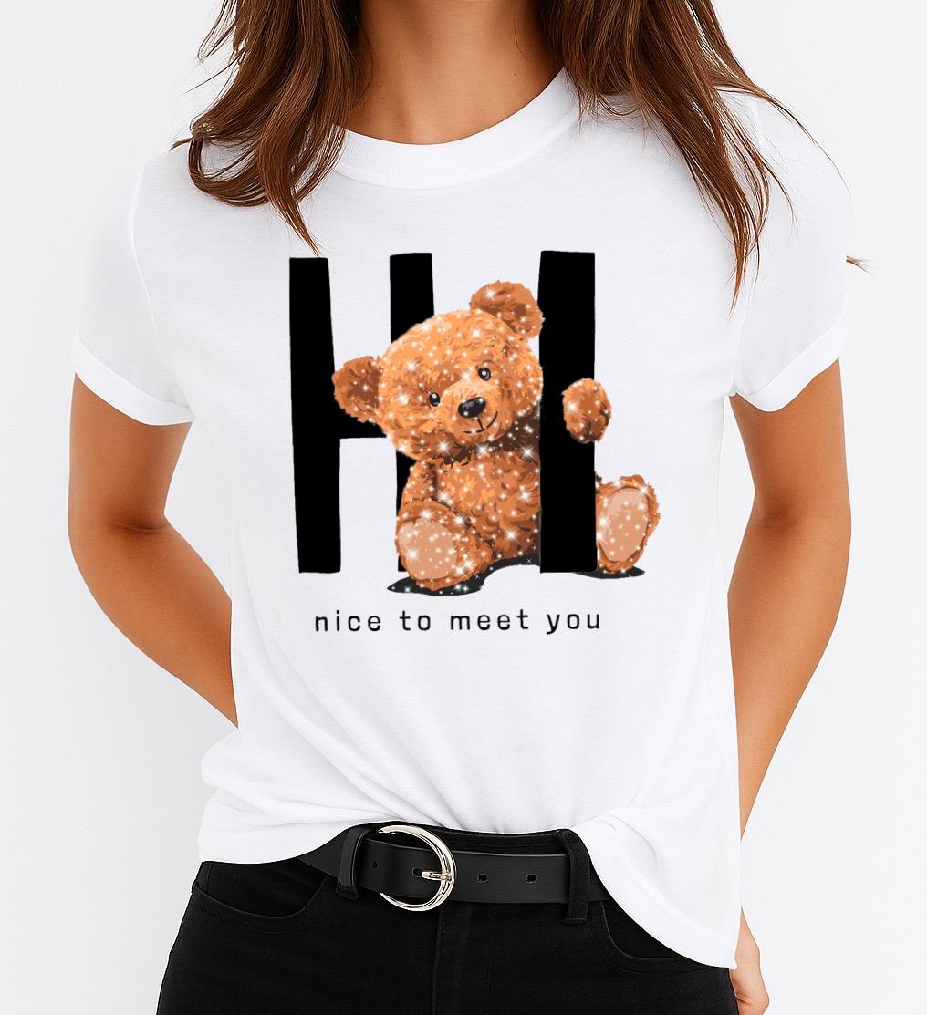 Tricou dama din bumbac 100% Nice to meet you