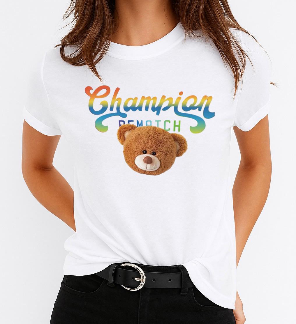 Tricou Alb Dama din Bumbac 100% - Champion Bear