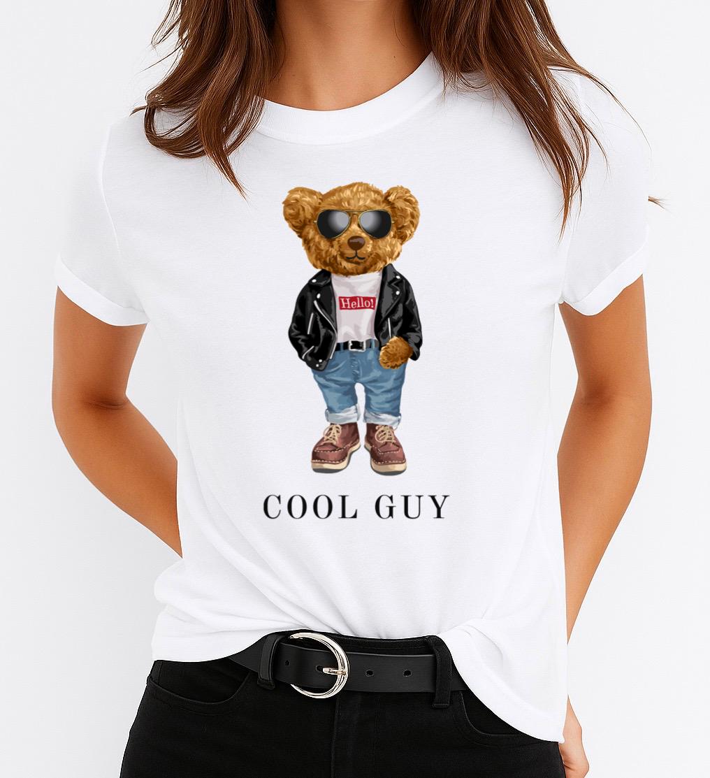 Tricou Alb Dama din Bumbac 100% - Cool Guy