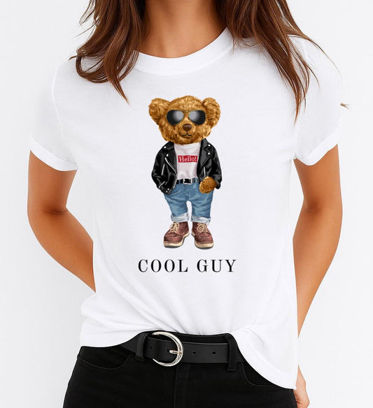 Tricou Alb Dama din Bumbac 100% - Cool Guy