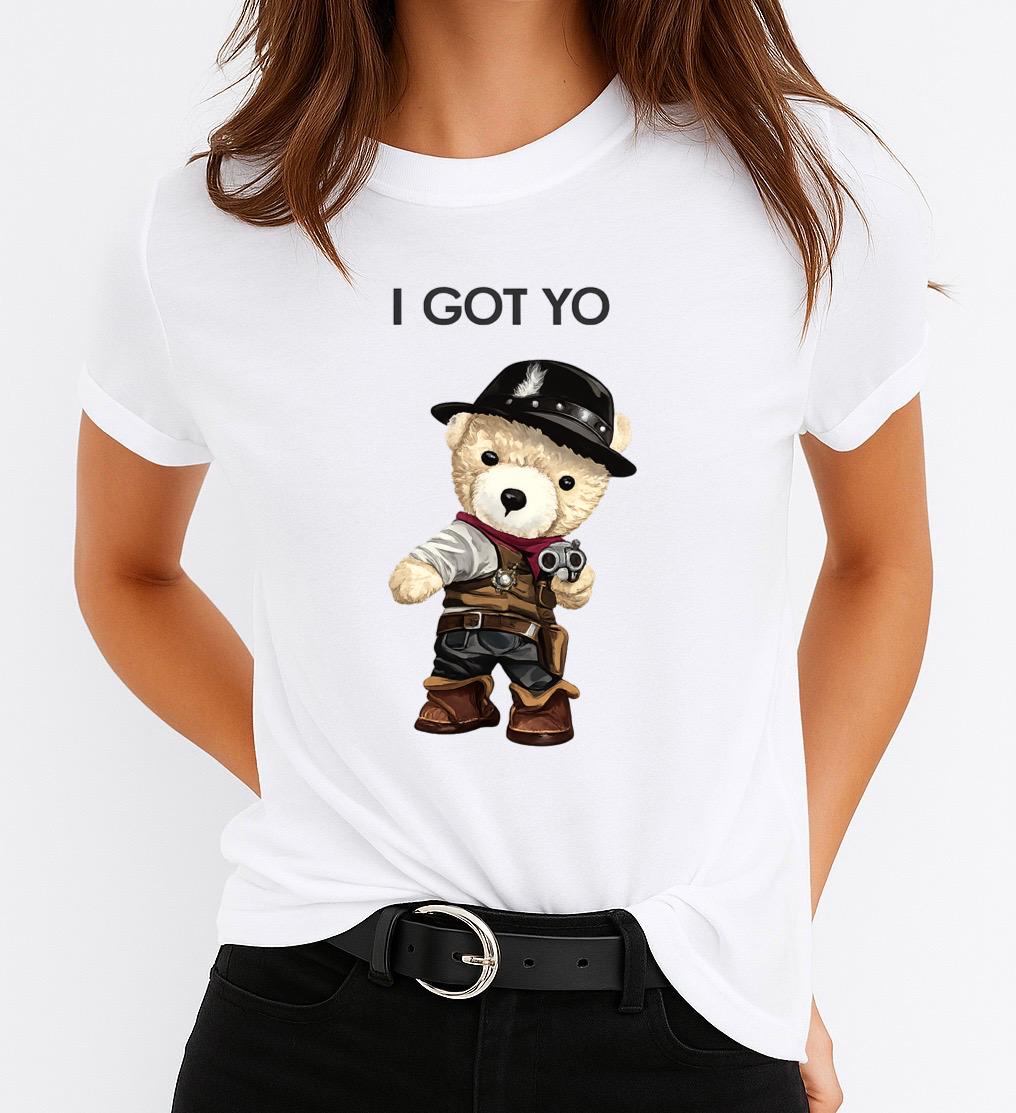 Tricou Alb Dama din Bumbac 100% - I Got Yo