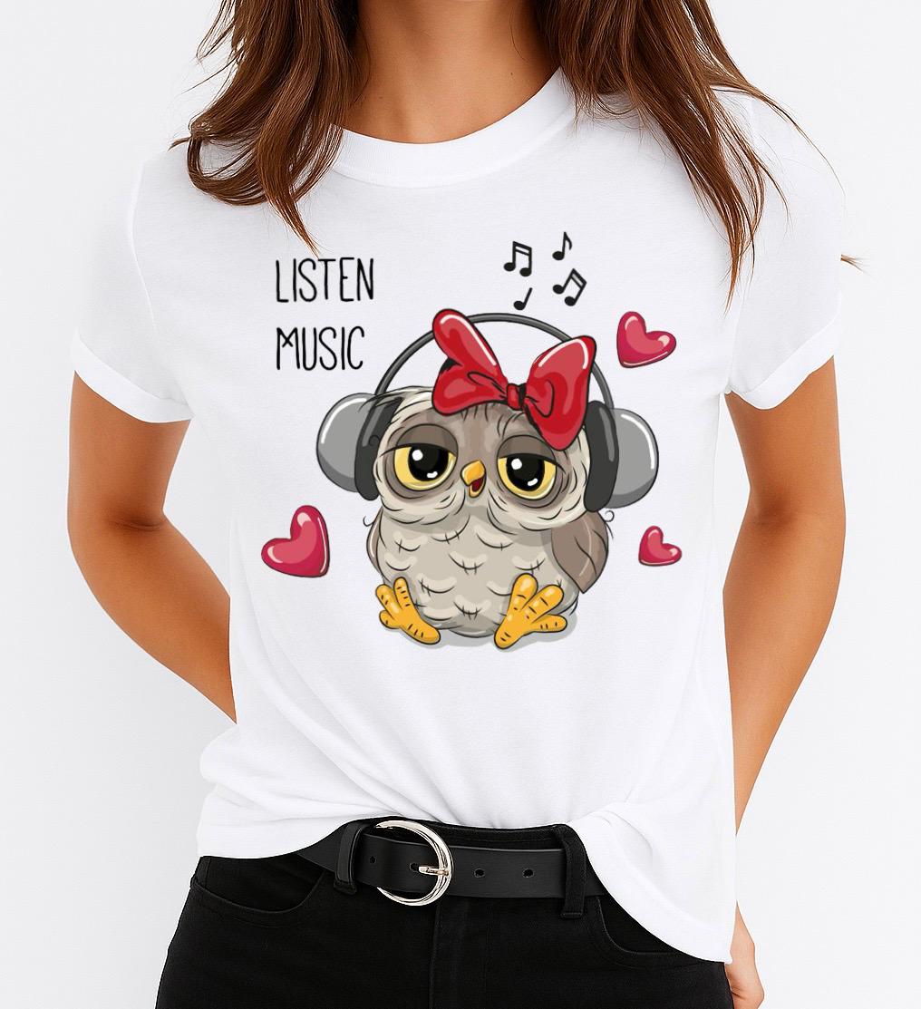 Tricou Dama Listen Music – Bumbac 100%