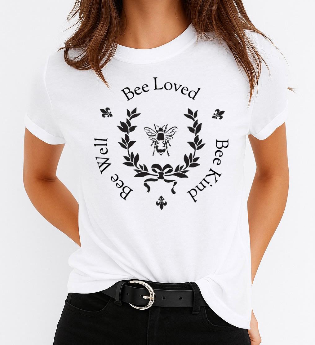 Tricou Alb Dama din Bumbac 100% - Bee Loved