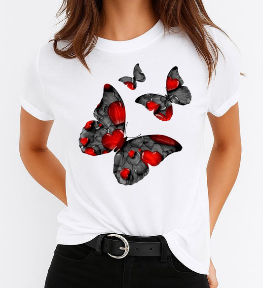 Tricou dama din bumbac 100% 3 Black Butterflies