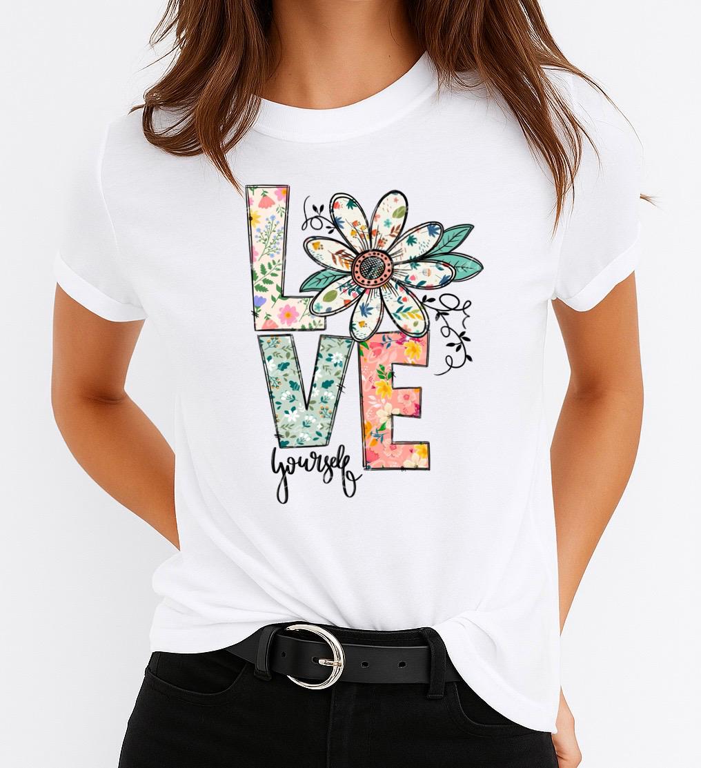 Tricou Alb Dama din Bumbac 100% - New Love