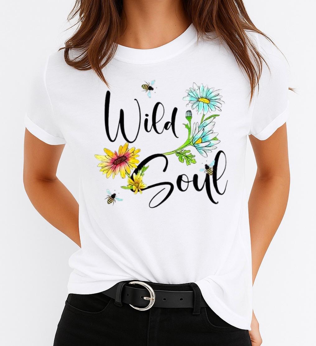 Tricou Alb Dama din Bumbac 100% - Wild Soul