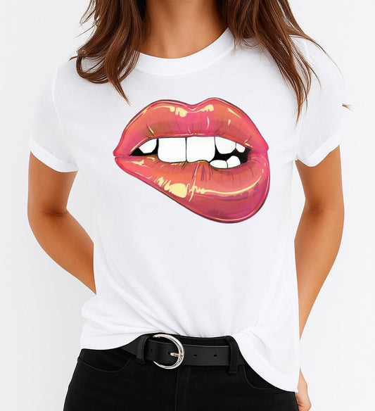 Tricou dama din bumbac 100% Buze Roz