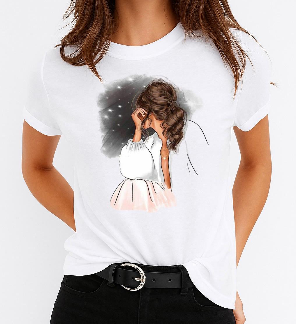 Tricou Alb Dama din Bumbac 100% - View
